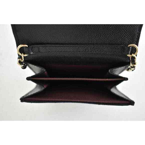 Chanel 22C Black Caviar Mini Wallet On Chain Gold Card Shoulder Crossbody Bag - Picture 9 of 10